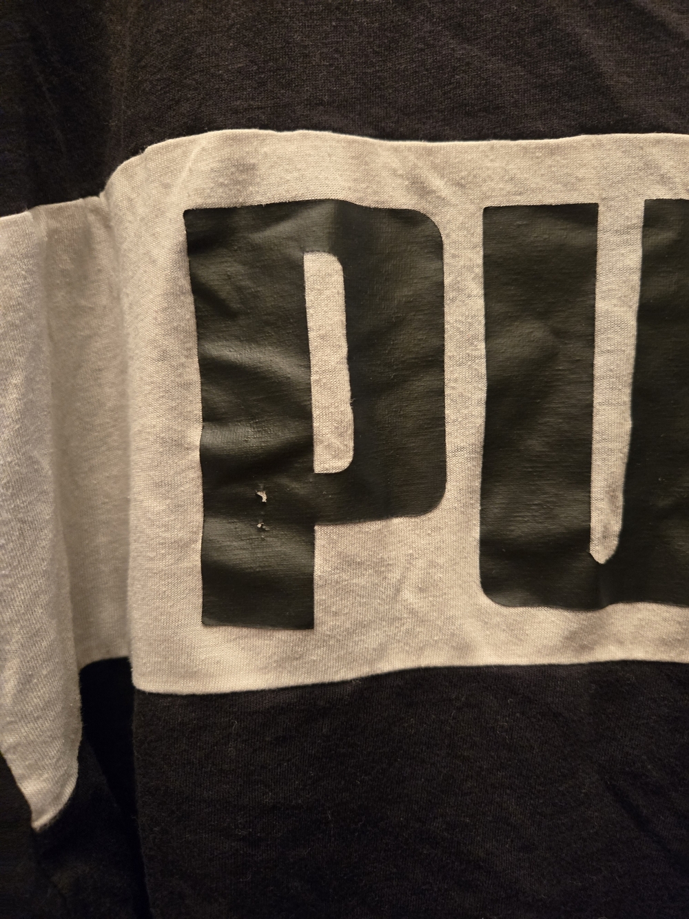 Y2K Puma Cropped Jersey Tee Black White Sporty Streetwear Oversized Boxy Top - Picture 9 of 11